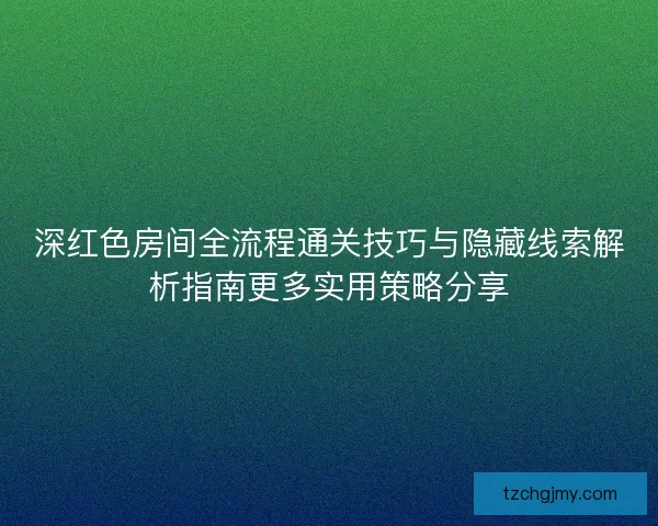 深红色房间全流程通关技巧与隐藏线索解析指南更多实用策略分享