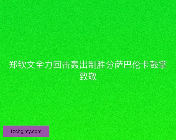 郑钦文全力回击轰出制胜分萨巴伦卡鼓掌致敬